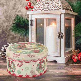 Storage Bottles Christmas Gift Packaging Tin Box Cookie Jar Candy Elk Round Tins Containers Metal