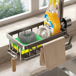 Kitchen Storage Faucet Shelf Dishwashing Sink Rack Drainage Basket Sponge Brush Dishcloth Rag Organiser