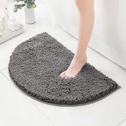 Bath Mats Half-Round Bathroom Rug Non-Slip Mat Thick Soft Chenille Carpet Durable Machine Washable Foot Accessories