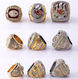 3pcs Super Bowl Chiefs Sport Team Champions Championship Ring Set With Wooden Box Souvenir Men Fan Gift 2024
