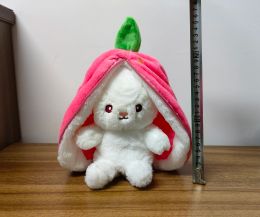 25cm Kawaii Fruit Transfigured Bunny Plush Toy Cute Carrot Strawberry Turn Into Rabbit Plush Toy Kids Birthday Christmas Gift