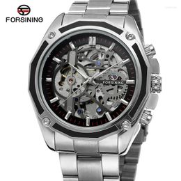 Wristwatches FORSINING Automatic Mechanical Men Wristwatch Military Sport Male Clock Top Skeleton Hollow Original Watch 8130