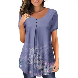 Women's T Shirts Fashionable Casual Short Sleeve Printed Button Down Collar T-Shirt Top Women Fashion Blouse 2024 Shirt For Y2k