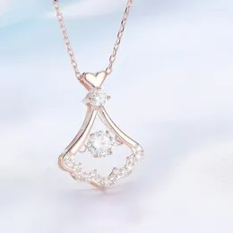 Chains Fan Shaped Smart Silver Plated Rose Gold Color Temperament Clavicle Chain Fashion Personality Zircon Necklace