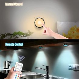 Remote Control LED Puck Lights Dimmable RGBW 13 Colours Kitchen Hallway Closet Cabinet Lights Touch Sensor Decor Night Lamp