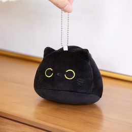 9/15CM Cuddly Round Ball Cat Plush Pillow Toys Soft Stuffed Animal Doll Black Cats Pendant Christmas Birthday Gift For Kids