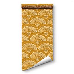 Wallpapers Scallop Geometric Wallpaper Peel And Stick Modern Boho Contact Paper For Cabinet Self-Adhesive Removable Drawer Liner