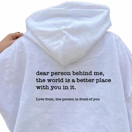 fi Slogan Dear Pers Behind Me Hoodies for Men Women Simple Persalised Loose Plus Size Streetwear White Sweatshirts Male q7L9#