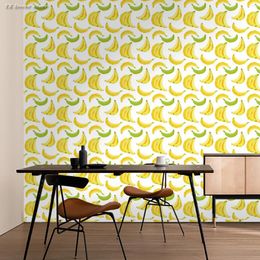 Wallpapers Fresh Fruits Self Adhesive Wallpaper Wall Decor Watercolor Banana Removable Peel And Stick Stickers For Bedroom Cabinet