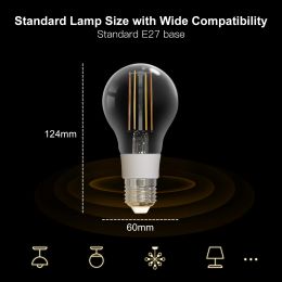 Mose Tuya Wi -Fi Smart Filament Bulb E27 Энергетическая экономия