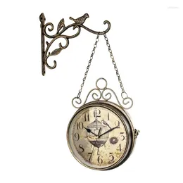 Wall Clocks Vintage Double Side Silent Clock Decorative Party Decoration Supplies