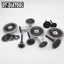 DIATOOL 2pcs/set Mini Diamond Saw Blade Removable 6mm Shank Turbo Cutting Disc for Granite Marble Stone Concrete Grinding Wheel