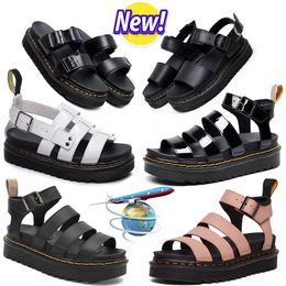 slides Women Fashion Foam Rubber platform designer sandals leather Thick Hollow Toe Cap Ladies Casual beach slippers Heightening ROMAN Martin Sandals Gladiator