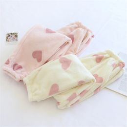 Cute Plush Thick Winter Pyjama Pants Women Colthes 2023 Printed Flannel Pyjama Trousers Warm Cosy fluffy Coral Fleece Home Pants