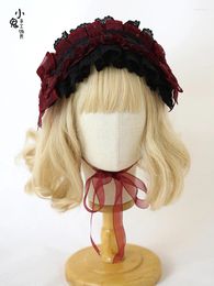 Party Supplies Lolita Headdress Doll Bow Hair Band Kc Gothic Black Red Lace Wine Accessories