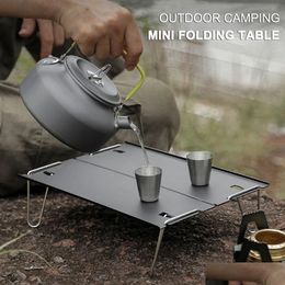Gear Storage And Maintenance Furnishings Mini Folding Table Aluminum Alloy Stainless Steel 30 X 21 8Cm Outdoor Cam Picnic Household Po Ottas