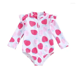 Clothing Sets Pudcoco Baby Girl Swimsuit Long Sleeve Strawberry Print Zipper Swimwear Toddler Summer Bathing Suit 0-3T