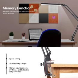 LED Table Lamp Metal Swing Arm Desk Lamp, Clamp Desk Lamp Dimmable With USB Charging Port,3 Colour Modes Modern With 10 Brightnes