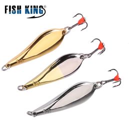 FISH KING Winter Ice Fishing Lure 10/20/25g Vertical Jigs Metal Spoonbait Hard Lure with Treble Hook for fishing of pike 240315