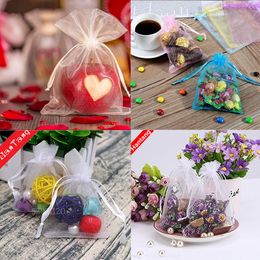 25/50pcs Organza Bags 7x9 9x12cm 10x15 13x18cm Wedding Christmas Gift Drawable Jewelry Packaging Display & Pouches 5z