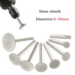 1pc 6mm Shank Diamond Grinding Head Mounted Points Carving Grinding Bit For Stone Jade Carving Polishing Engraving Tools