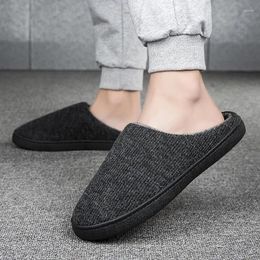 Slippers Big Size 47 Men's Shoes For Men Knitted Cotton Plus Velvet Warm Indoor Couple Style Home