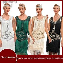 Urban Sexy Dresses Women 1920s U-Neck Flapper Gatsby Cocktail Dress Formal Evening Prom Party Fringe yq240330