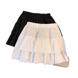 plus-size women's Summer Casual skirt Black and white layered polyester skirt is loose and comfortable without lining Z8as#