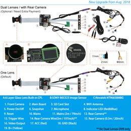 ZJCGO 4K Car DVR Dash Cam Wifi Front Rear Camera 2 Lens 24h Parking for Sinogold Yuechi Bahman Fidelity Prime Soueast DX8 DX8S