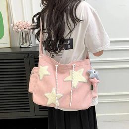 Shoulder Bags Large Capacity Cute Star Pattern Corduroy Crossbody Bag Casual Tote Lady Simple Girl School Bookbag Travel Handbag