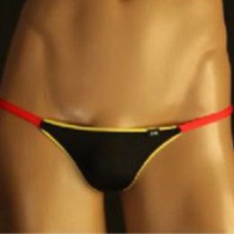 Mens G-String Underwear Ice Silk T-Back Briefs Sexy Thong Bulge-Pouch Low Rise Elastic Male Panties Gay Men Clothes Inner Wear