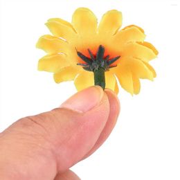 Decorative Flowers 1000 Pcs Artificial Sunflower Little Daisy Gerbera Flower Heads For Wedding Party Decor (Yellow&Coffee)