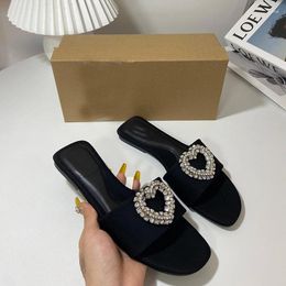 Slippers Summer High Quality Flat Sandals Open Toe Rhinestones Handmade Beach Outdoor Casual Women's Shoes