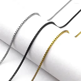 Chains Exquisite Square Box Chain Stainless Steel Necklace For Women Girl Black/Silver/Gold Color Aesthetic Y2K Wedding Jewelry Gift