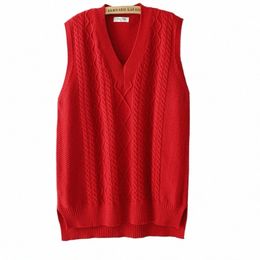 plus Size Jumper Women Clothing Loose Fit High Strecth Sweaters Vest Argyle Twist V-Neck Sleevel Curve Knitted Pullover e5tP#