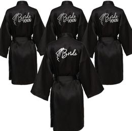 Team Bride Robe With Black Letters Bride Squad Wedding Party Kimono Satin Pyjamas Bridesmaid Bathrobe Party Bridesmaid Robes