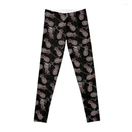 Active Pants Rose Gold Pineapples And Black Marble Leggings Female Legging Women's High Waist Sports For Womens