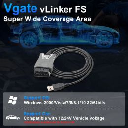 12/24V Vgate vLinker FS ELM327 USB For Ford Full FORScan Functions MS CAN HS CAN Switch OBD2 Car Diagnostic Scanner Adapter Tool