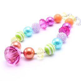 Beaded Necklaces Beaded Necklaces Mticolor Design Kid Chunky Necklace Diamond Pendant Bubblegum Bead Children Jewellery For Toddler Girl Dh61B