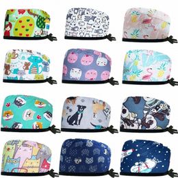 doctor Operating Room Pattern Printed Skelet Nursing Head Cap Lab Scrub Pet Hospital Surgical Hat Unisex Dentist Scrub 2023 A3Zr#