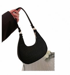 women Bags Shoulder Retro Leisure Handbag Pure Felt Fi Underarm Bag Crescent Saddle Bag For Ladies Advanced Armpit Bag 2024 y2Z4#