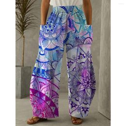 Women's Pants Super Plus Size Loose Fit Printed Wide Leg Capris For Women Perfect Community And Casual