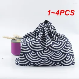 Dinnerware 1-4PCS Japanese Style Drawstring Lunch Box Storage Bag For Travel Picnic Portable Easy Wash Bento Tote Pouch