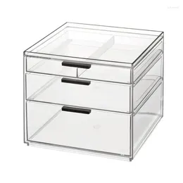 Storage Boxes Clear 3-Drawer Tall Desk Organization Set