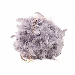 2021 Winter Real Women Ostrich Feather Shoulder Bag Chain Bags Desinger Ladies Small Handbags Women Teenagers Clutch Purse Bags 43HI#