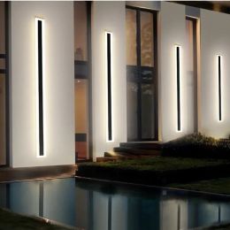 Waterproof Outdoor Wall Lamp LED Minimalist Long Strip Wall Lamp IP65 110V 220V Garden Villa Courtyard Gate Outdoor Lighting