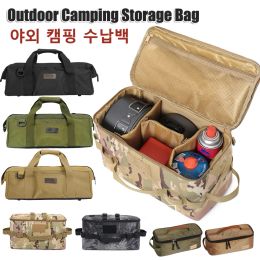 Tools 600D MOLLE Pouch Outdoor Camping Storage Bag Basket Gas Tank Stove Canister Pot Carry Bag Sack Picnic Bag Cookware Organizer