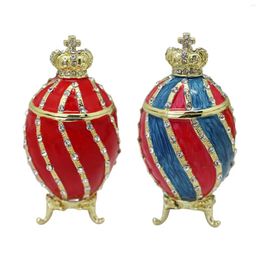 Jewelry Pouches Enamel Hinged Box Home Decor Keepsake Ring Holder Faberge Egg Trinket For Pendants Earrings Xmas Charms Birthday