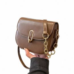 vintage Shoulder Crossbody Bags for Women Winter PU Leather Small Women's Saddle bag Fi Handbag Chain Black Brown S7Wl#