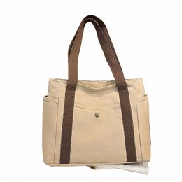 women Canvas Shoulder Bags College Girl Books Handbag Cott Cloth Fabric Commuting Zipper Purse Big Tote Ladies Shop Bag K8bj#